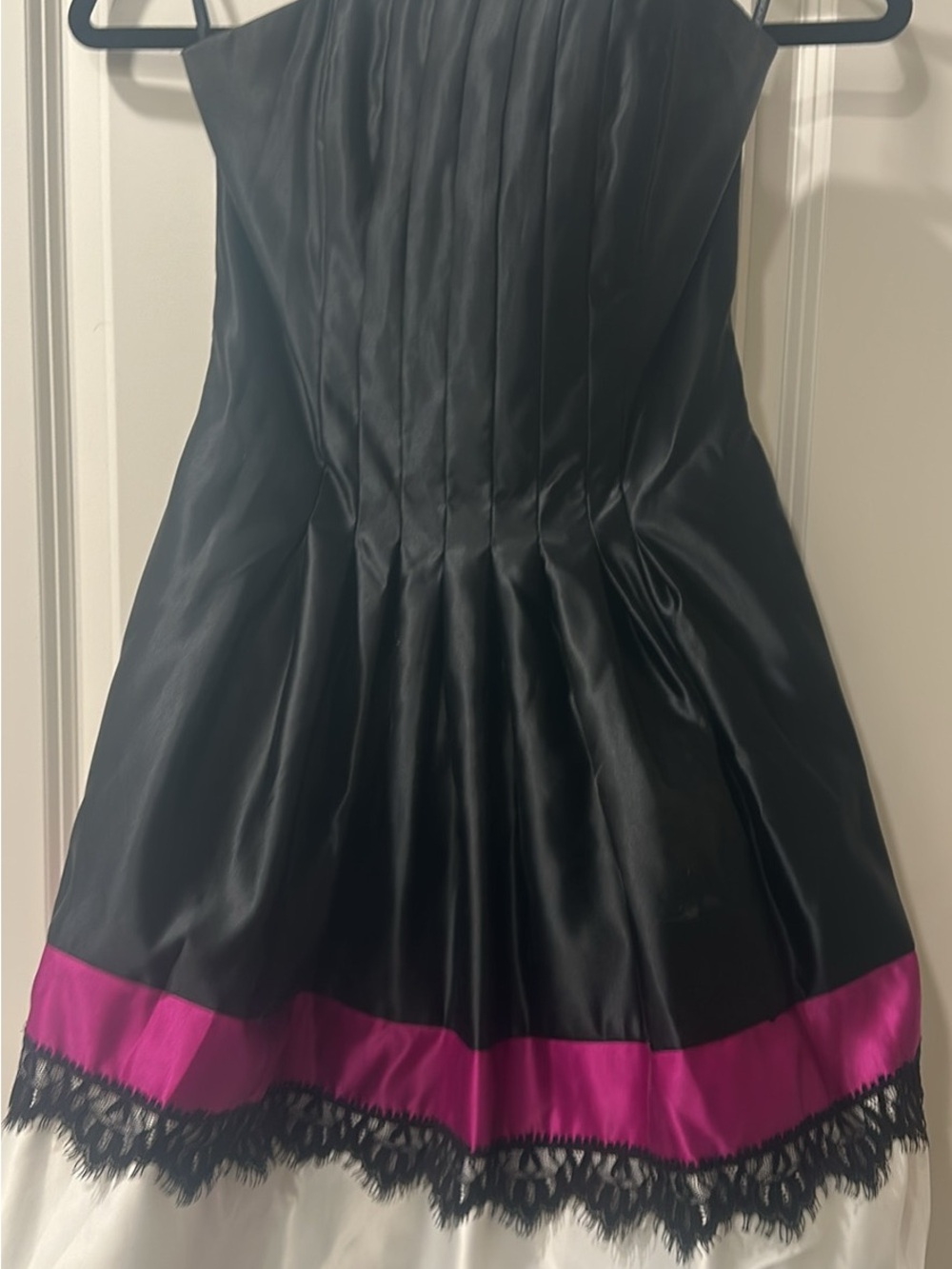 Jessica McClintock Black and Fuchsia Strapless Party Dress